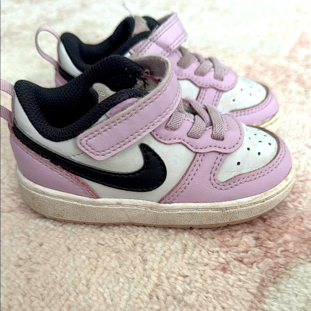 Nike Pink and Black Sneakers with Velcro Straps
